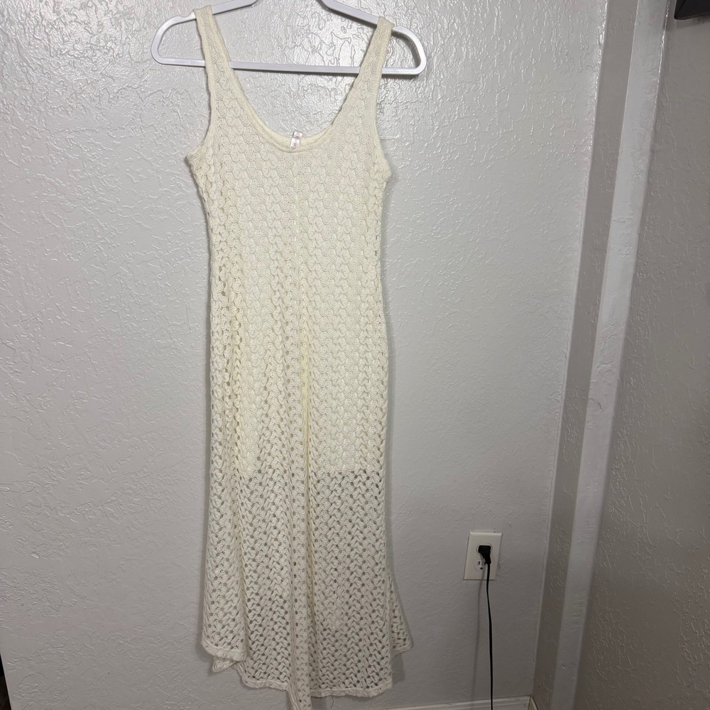 Xhilaration Ivory Crochet High Low Maxi Dress Sleeveless Boho Cream Small - Picture 7 of 8